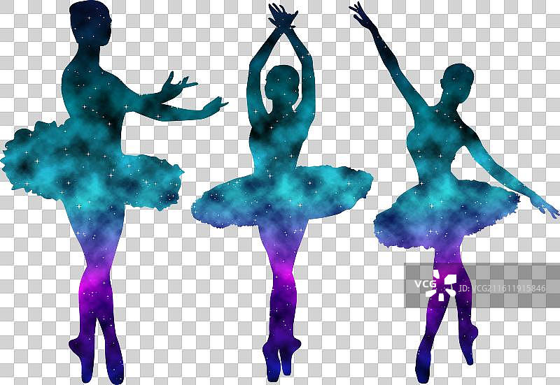 水彩剪影女人芭蕾舞艺术图片素材
