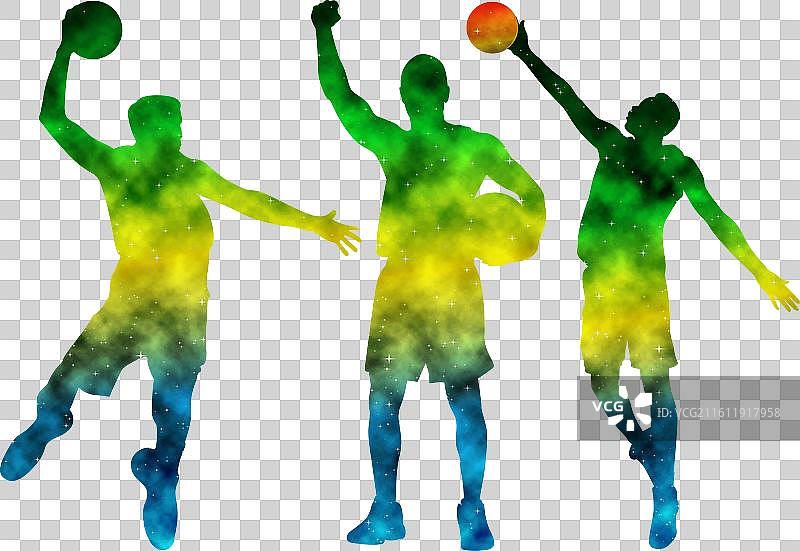 色彩鲜艳的水彩风格篮球运动员图片素材