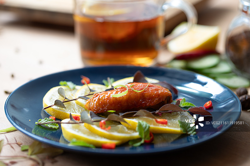 柠檬烤翅美食特写图片素材