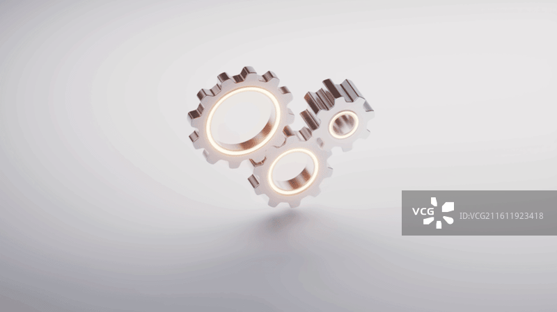 白色金属机械齿轮三维渲染图片素材