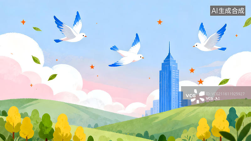 【AI数字艺术】城市与自然和谐共存的风景图片素材