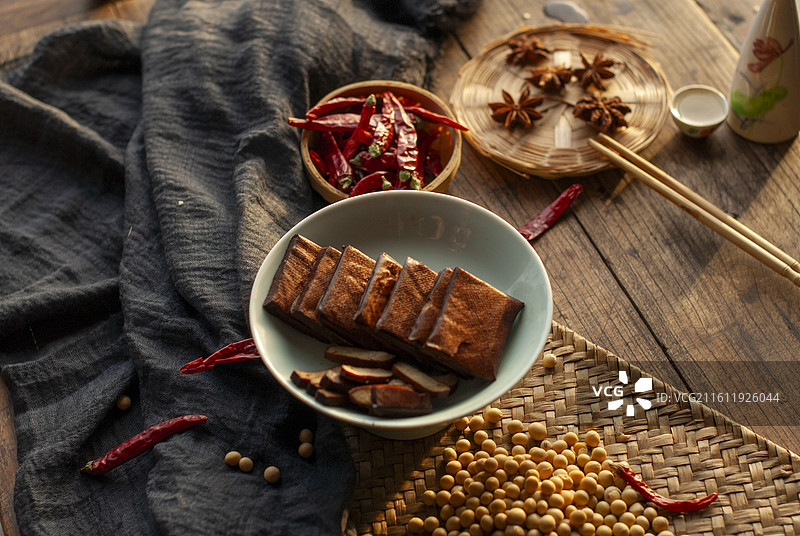山西特产寿阳五香豆腐干静物照图片素材