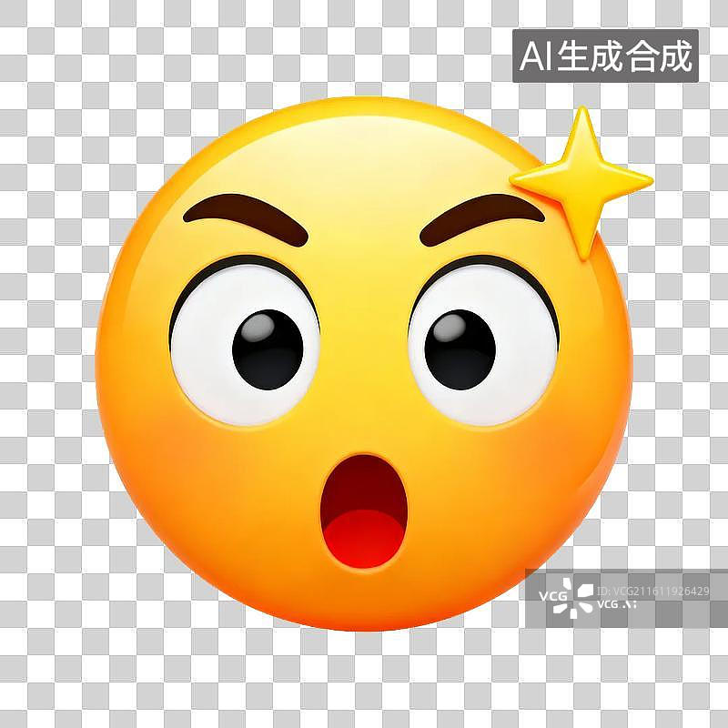 【AI数字艺术】惊讶表情符号带星星图片图片素材