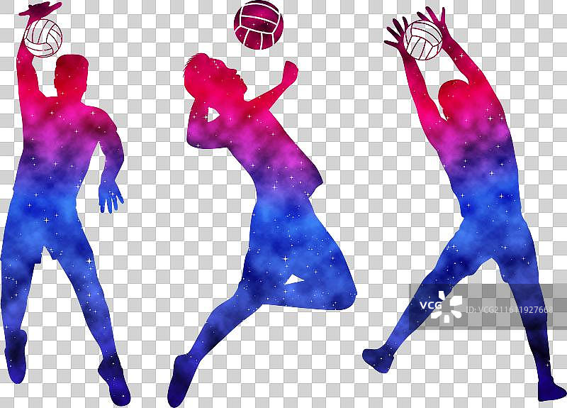 色彩丰富的排球运动员水彩画艺术图片素材