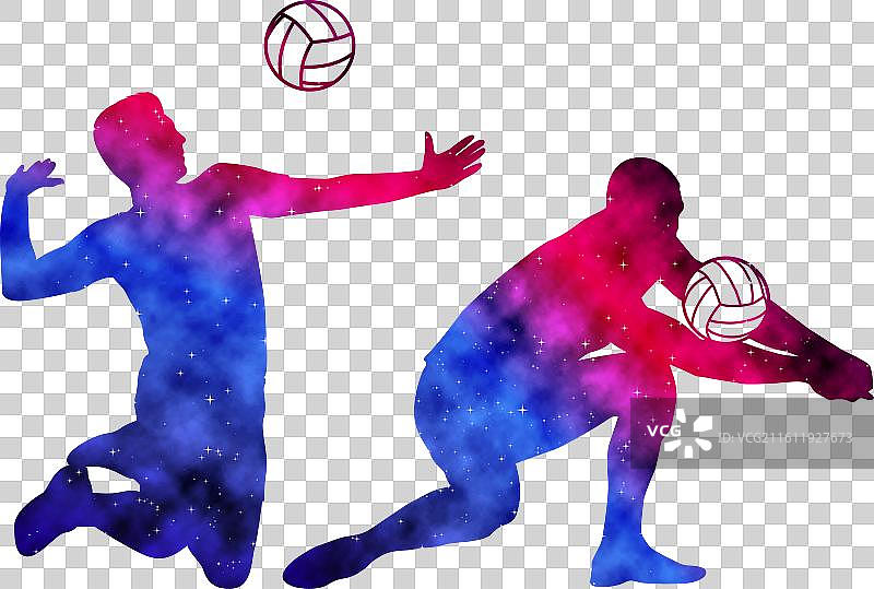 色彩鲜艳的排球运动员水彩画艺术图片素材