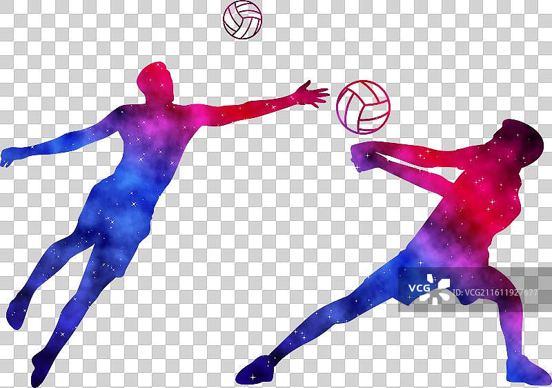 多彩的水彩排球运动员男性艺术图片素材