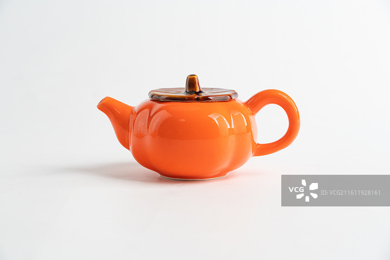 橙色茶壶茶杯图片素材