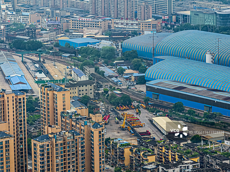 三明市三化五村 三明钢铁厂鹰厦铁路 工业厂房错综复杂高炉管道烟囱传送带 福建三钢三明化工图片素材
