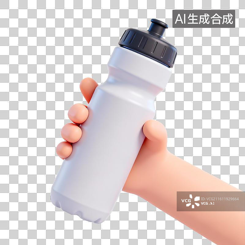 【AI数字艺术】手持白色运动水瓶图片素材