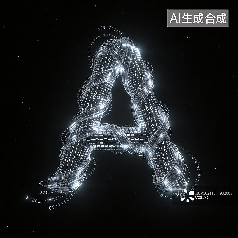 【AI数字艺术】数字代码构成的字母A艺术图案图片素材