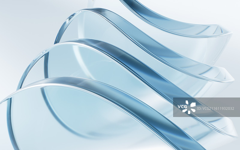 抽象多层透明蓝色玻璃背景三维渲染图片素材