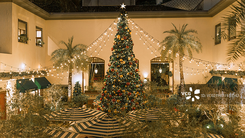 圣诞节圣诞树灯光夜景节日气氛典礼庆典壁纸图片素材