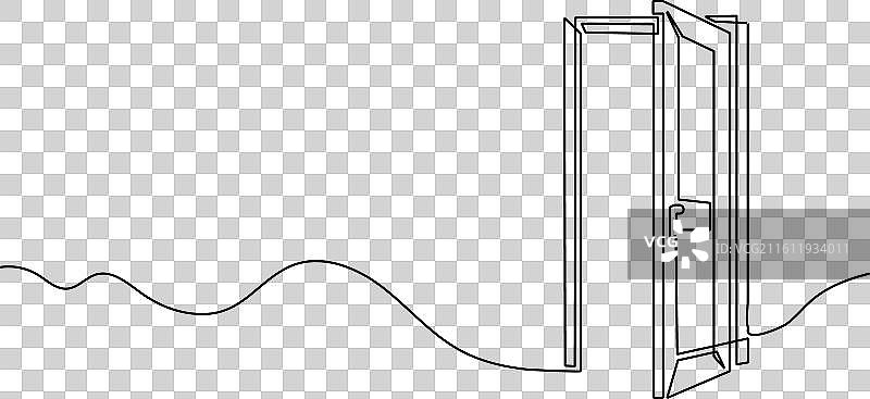 白色背景上连续的敞开的门线条图片素材
