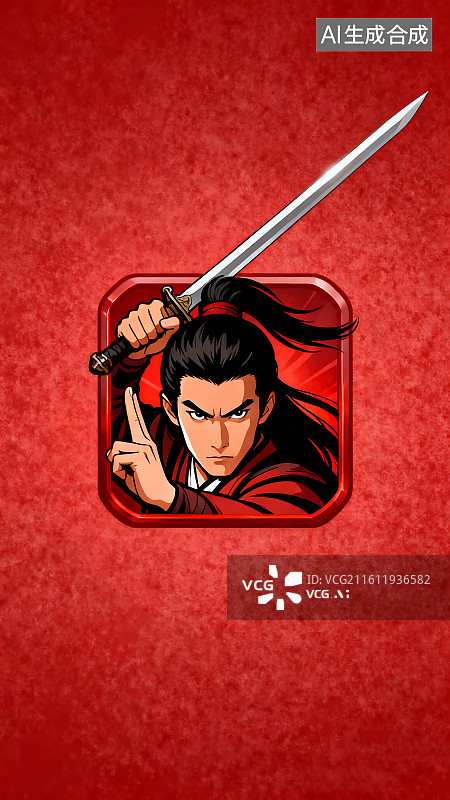 【AI数字艺术】古装男人武侠动漫风局部壁纸图片素材