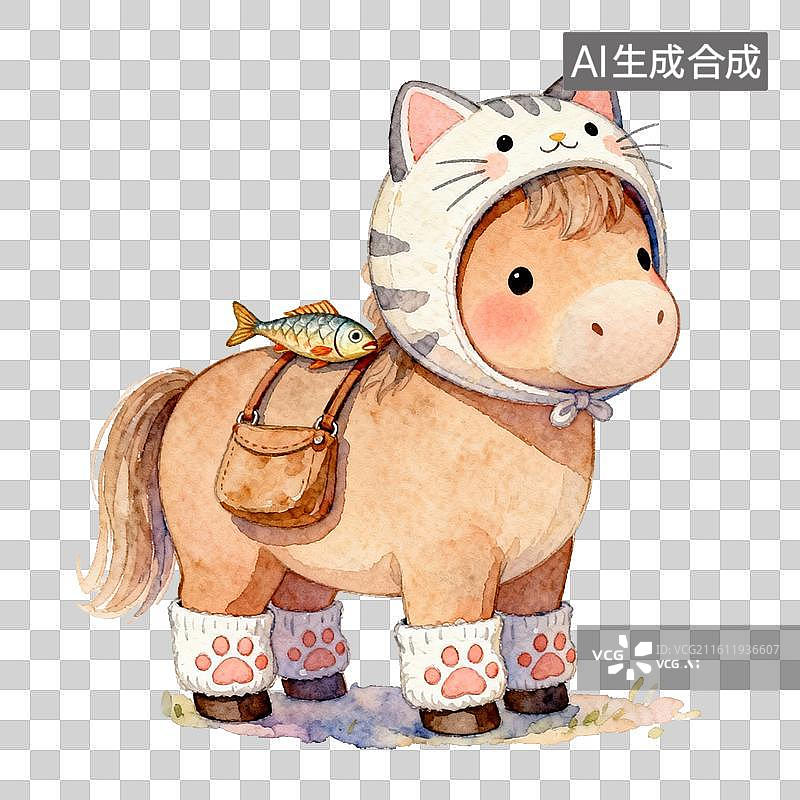 【AI数字艺术】喵系小马猫装风装饰背景场景图片素材