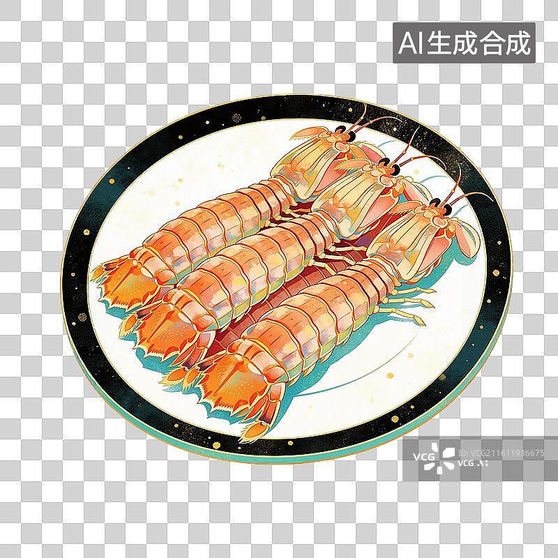 【AI数字艺术】皮皮虾美食插画图片素材