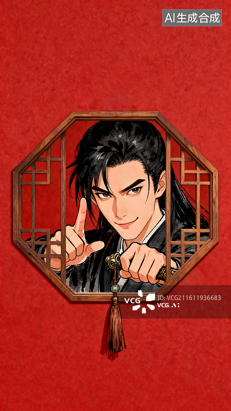 【AI数字艺术】古装男人中国风动漫局部壁纸图片素材