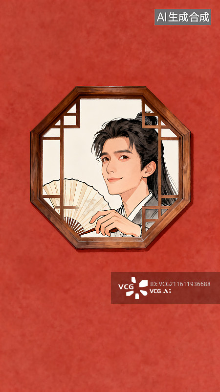 【AI数字艺术】古装男人中国风动漫局部壁纸图片素材