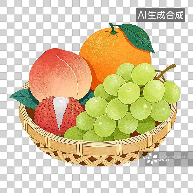 【AI数字艺术】果篮水果插画图片素材