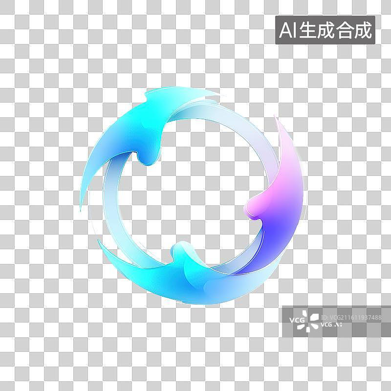 【AI数字艺术】蓝色能量云雾形态的发光气体图标图片素材