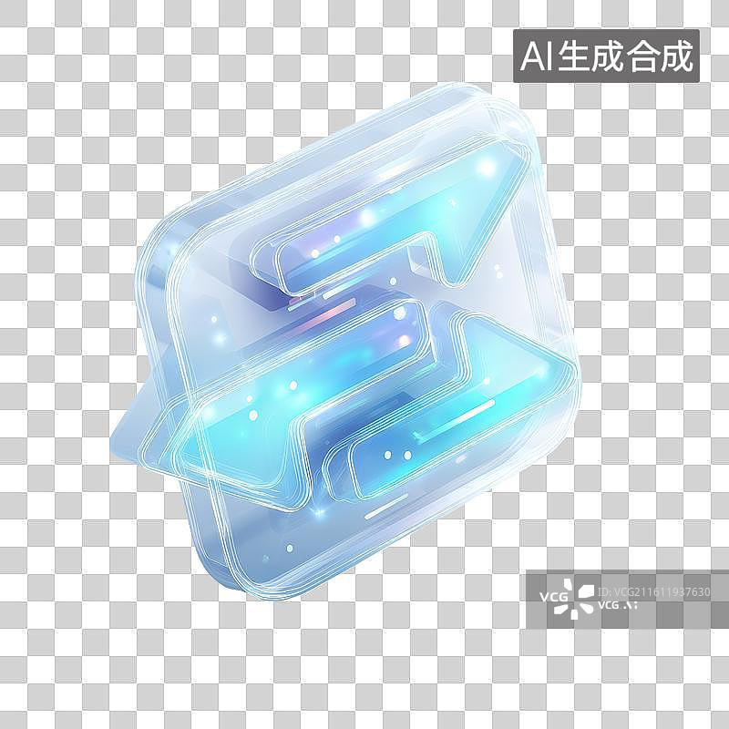 【AI数字艺术】蓝绿透明立体连接结构图标图片素材