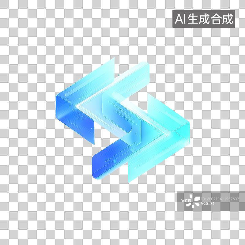 【AI数字艺术】蓝绿透明立体连接结构图标图片素材