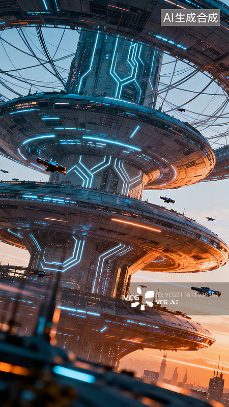 【AI数字艺术】外星科幻城市景观图片素材