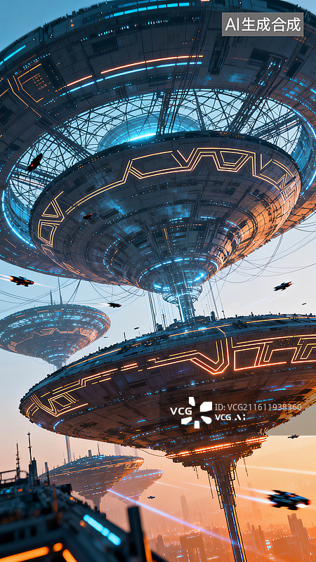 【AI数字艺术】外星科幻城市景观图片素材