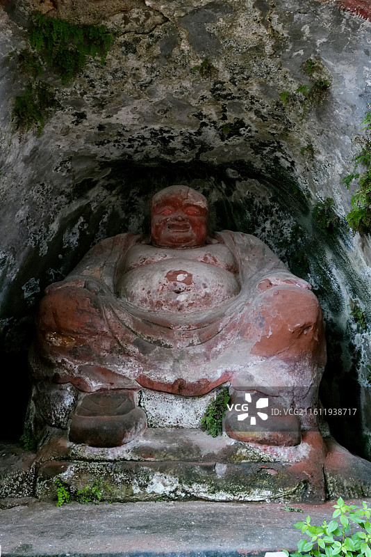 四川乐山大佛凌云山千佛岩摩崖石刻造像图片素材