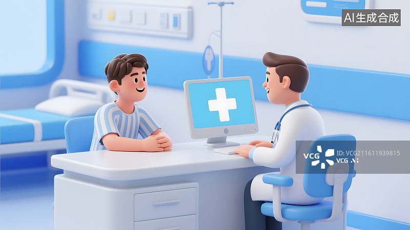 【AI数字艺术】患者问诊 医生和患者沟通图片素材