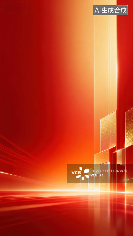 【AI数字艺术】红色光影抽象几何背景图片素材