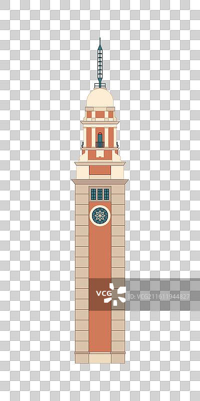 尖沙咀钟楼建筑插画图片素材