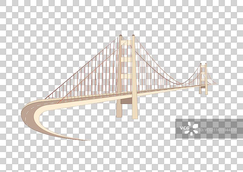 简约风格双塔式悬索桥插画青马大桥图片素材