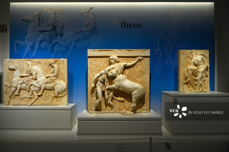 三星堆古希腊文物展上的帕特农南墙排档间饰图片素材