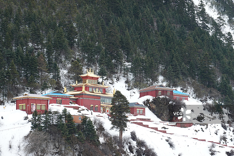 西藏林芝市墨脱县波密县扎墨公路波密嘎龙寺嘎龙拉寺雪景图片素材