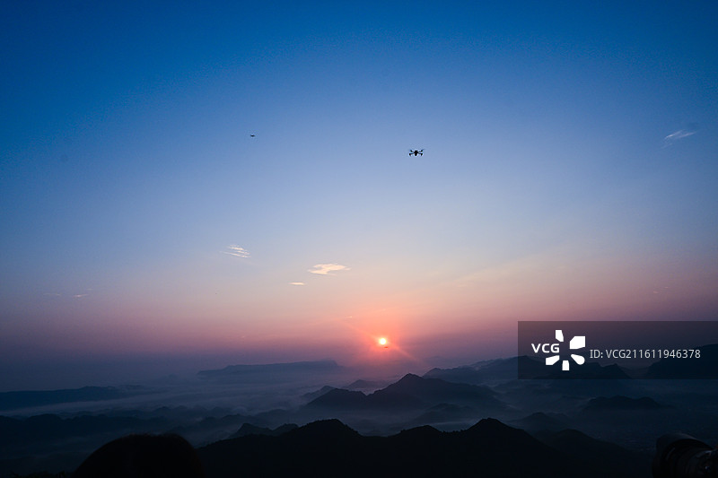 长宁双河笔架山日出图片素材