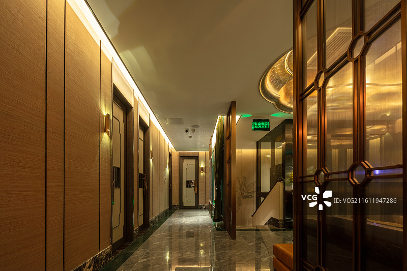高端足浴会所包间外公共走廊与导视空间设计图片素材