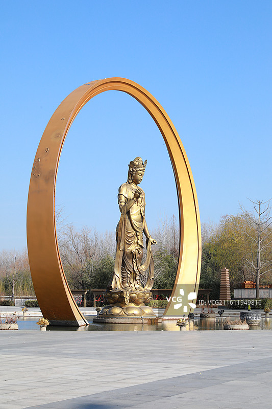 徐州市睢宁县白塘河湿地公园水月禅寺风光图片素材