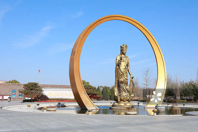 徐州市睢宁县白塘河湿地公园水月禅寺风光图片素材