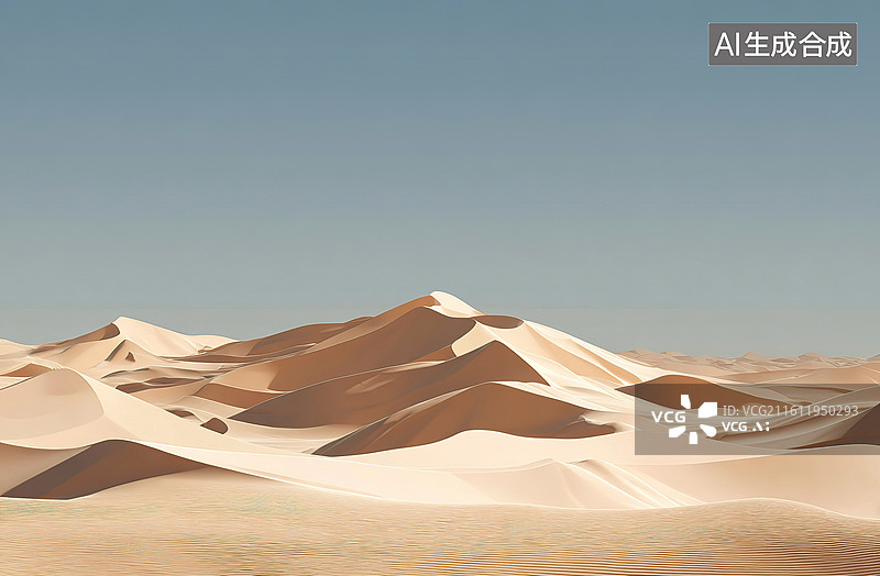 【AI数字艺术】沙漠沙丘与晴朗天空图片素材