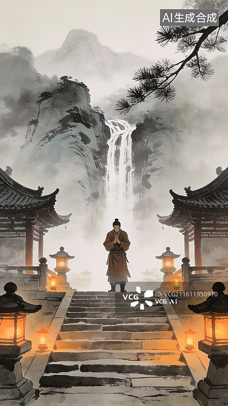 【AI数字艺术】古风武侠水墨壁纸图片素材