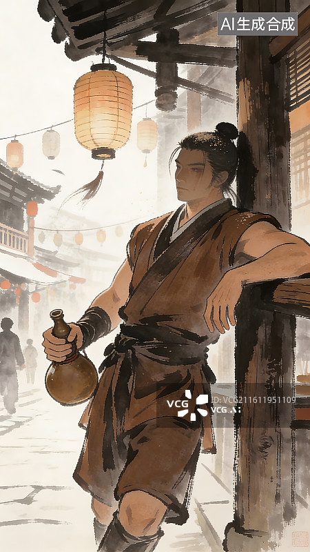 【AI数字艺术】古风武侠水墨壁纸图片素材