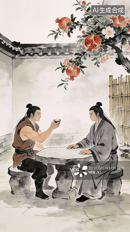 【AI数字艺术】古风武侠水墨壁纸图片素材