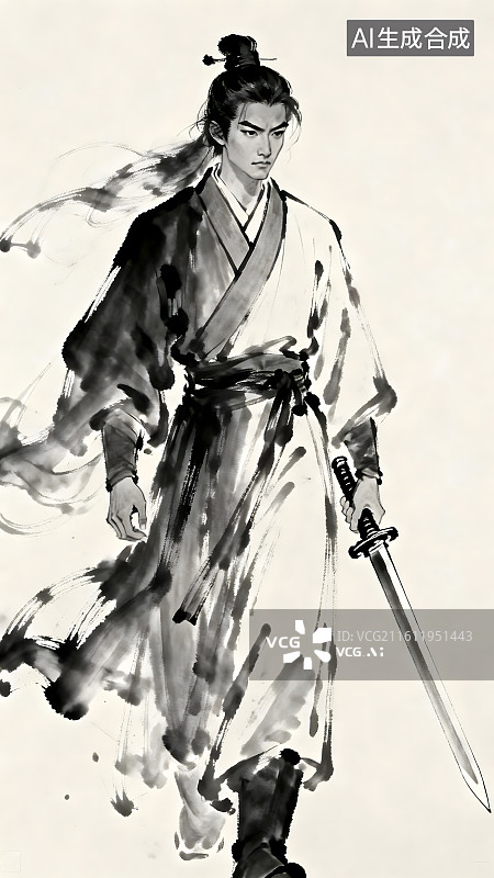 【AI数字艺术】古风武侠水墨壁纸图片素材