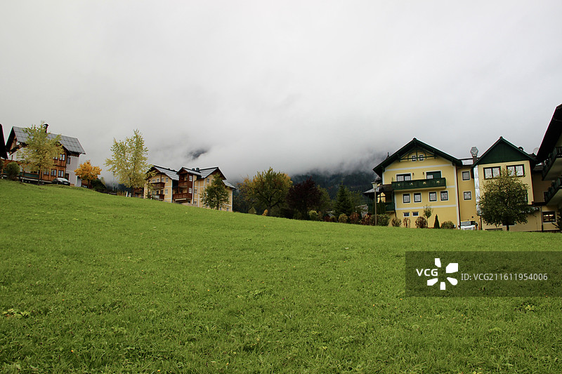 奥地利戈绍小镇绿色田园自然风景图片素材