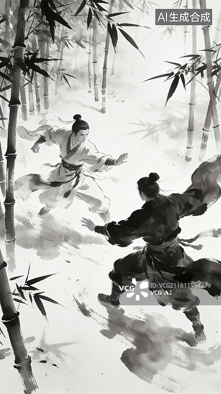 【AI数字艺术】古风武侠水墨壁纸图片素材