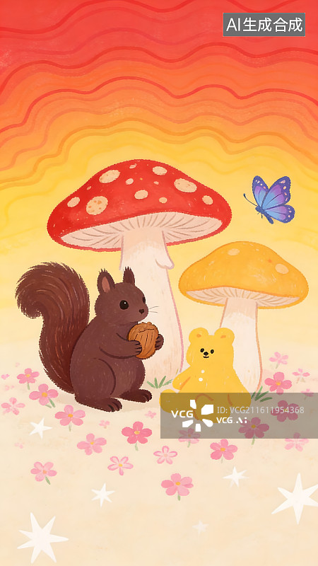 【AI数字艺术】多巴胺涂鸦创意插画壁纸图片素材