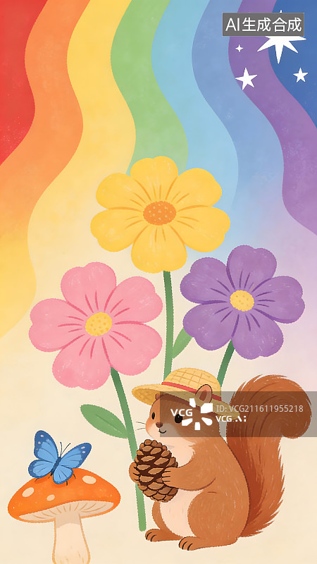 【AI数字艺术】多巴胺涂鸦创意插画壁纸图片素材