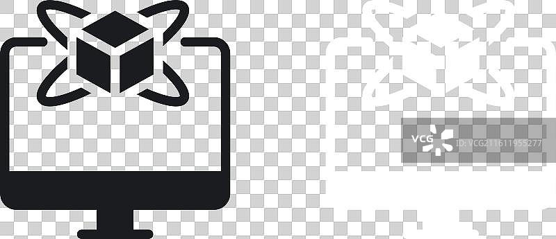 白色背景上的计算机模拟图标集图片素材