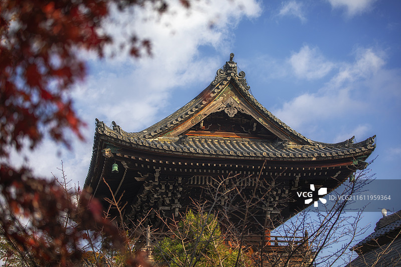 日本京都清凉寺的秋季风光图片素材